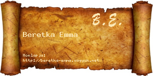 Beretka Emma névjegykártya